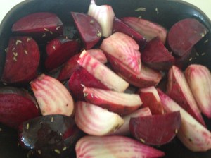 Beetroots ready to roast. 